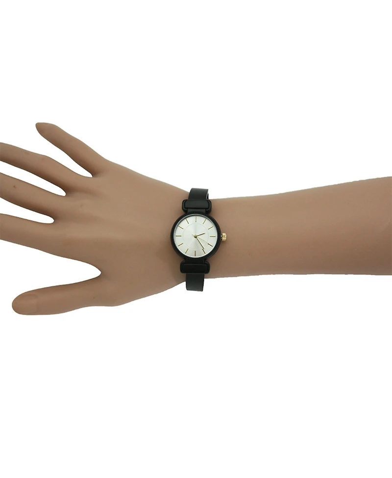 Olivia Pratt Black Simple Metallic Bangle Watch