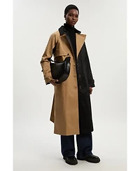 Karen Millen Women's Color Block Belted Tailored Trench Coat