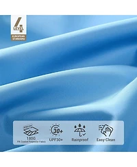 Yescom 9ft Solid Wood Outdoor Patio Umbrella with Base Included Parasol Wheels Stand for Bistro Market Garden Deck Yard Poolside