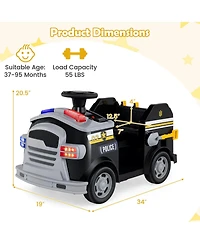 Costway 12V Kids Ride on Fire Truck Toddler Toy Car with Shovel & Wrench