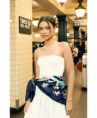 Jessie Zhao New York Double Sided Silk Scarf Night Jungle Gathering