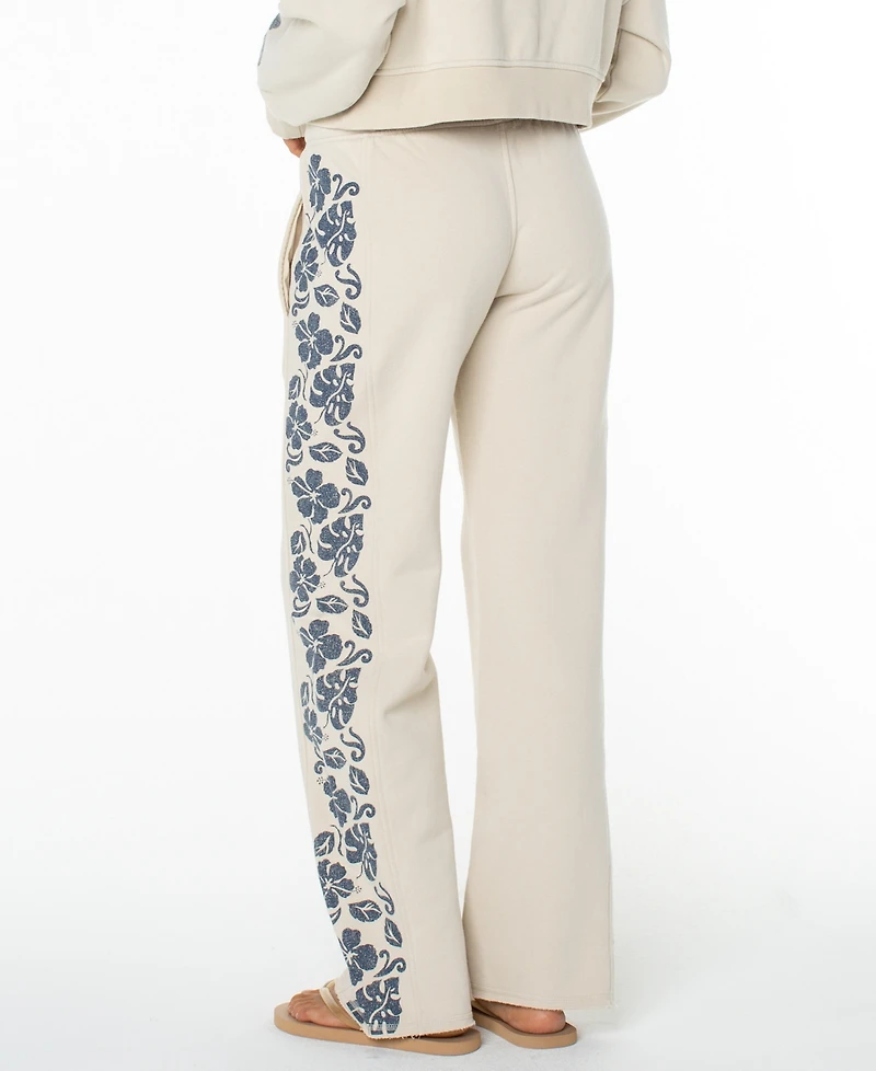 Roxy Juniors' Fringing Reefs Graphic Wide-Leg Sweatpants