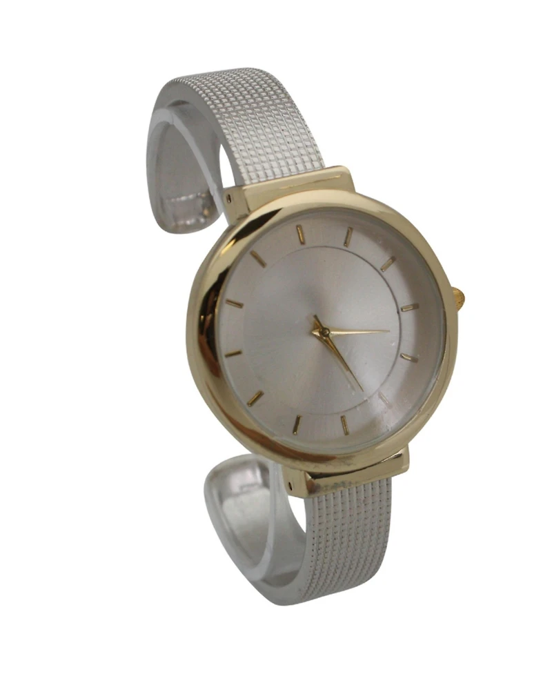 Olivia Pratt Two Tone Shiny Face Textured Bangle Watch