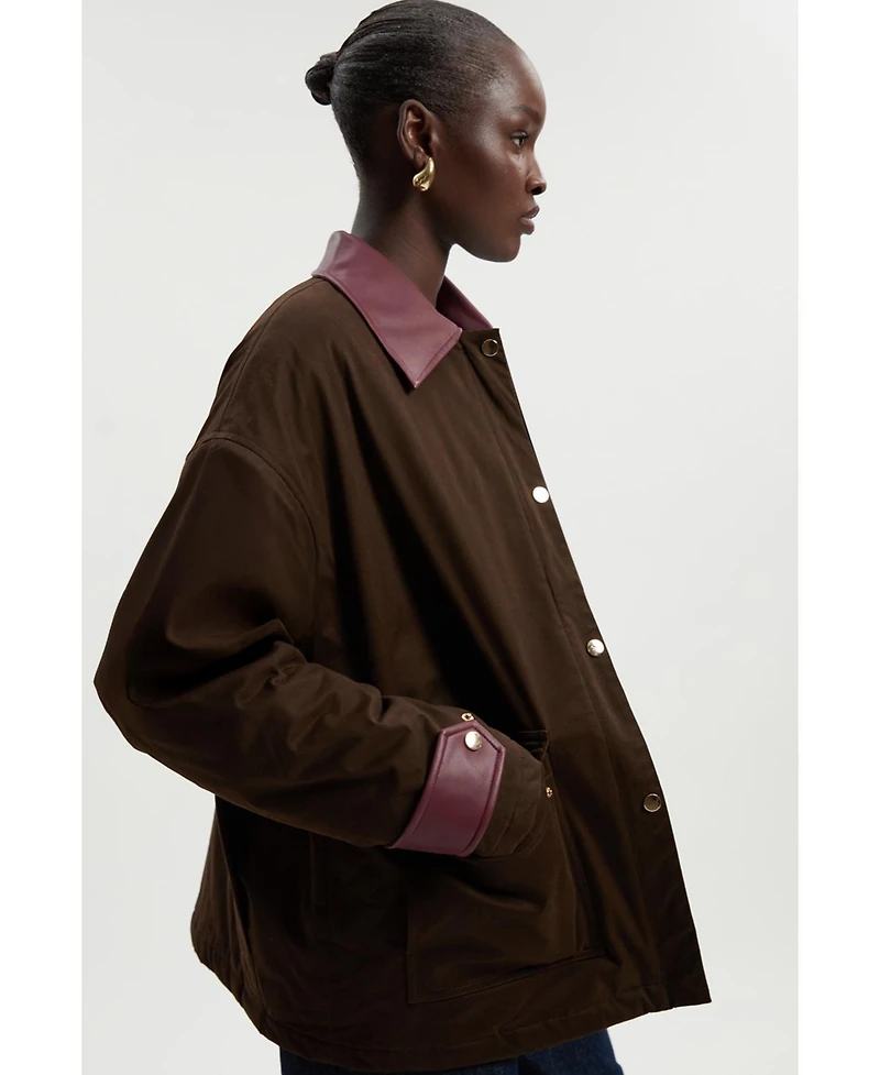 Karen Millen Quilted Contrast Collar Barn Jacket