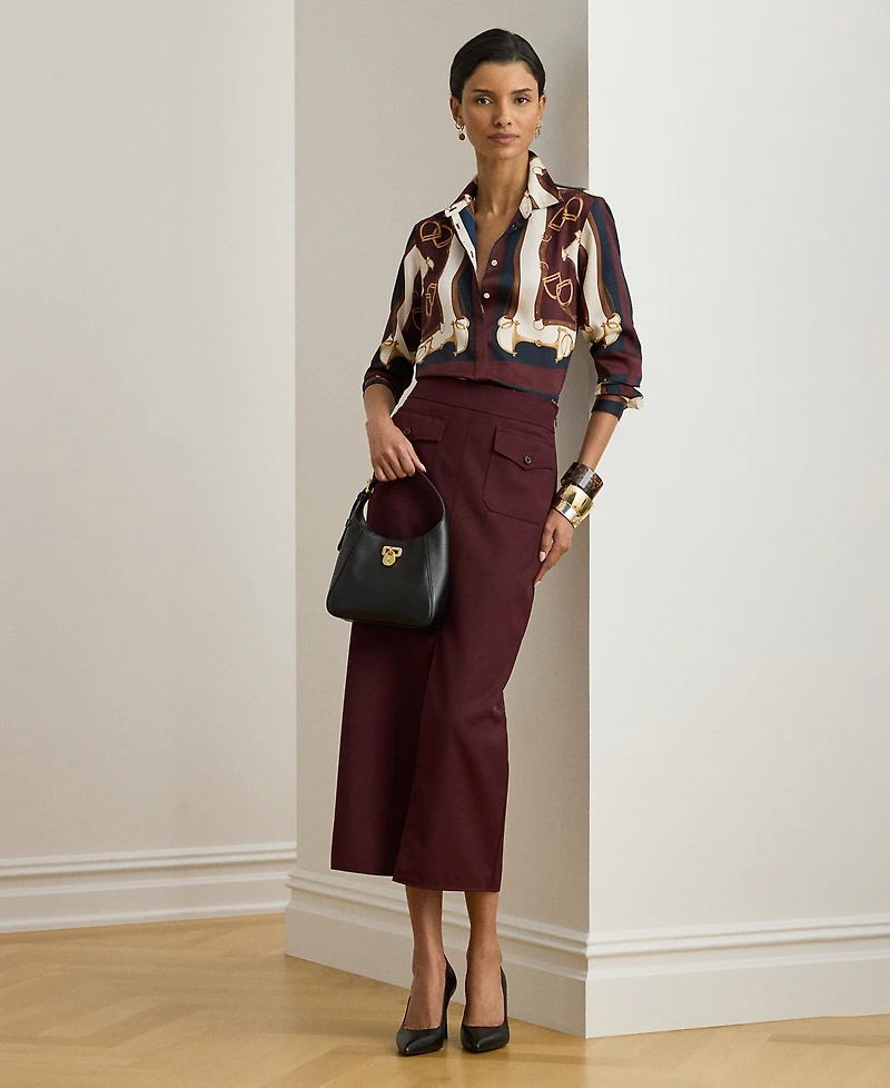 Lauren Ralph Petite Classic Fit Equestrian-Print Twill Shirt