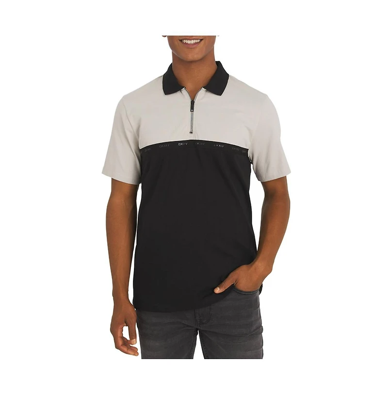 Dkny Men's Highwalk Cotton Zip Front Polo