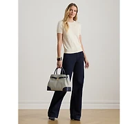 Lauren Ralph Lauren Petite Textured Belting-Motif Short Sleeve Sweater