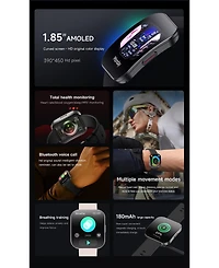 Ruxing Smart 1.85" Amoled Curved Screen Smart Watch Multifunctional With Bluetooth Voice Calling, Health, Sport Modes, IP68 for Women Men