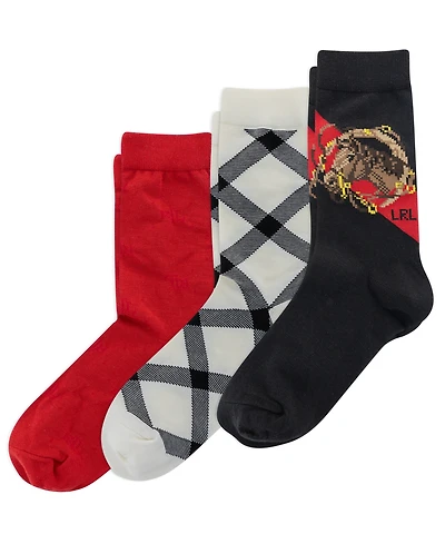 Lauren Ralph Lauren Women's 3-Pack Horse Crew Socks