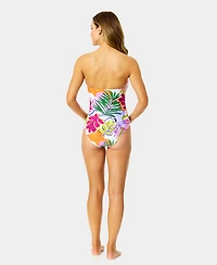 Anne Cole Women's Printed Twist Front Strapless One Piece