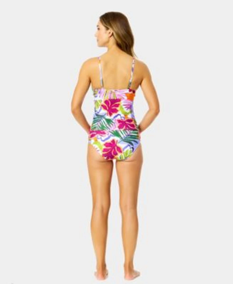 Anne Cole Womens Printed Underwired V Neck Tankini Swim Skirt