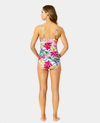 Anne Cole Womens Printed Underwired V Neck Tankini Swim Skirt