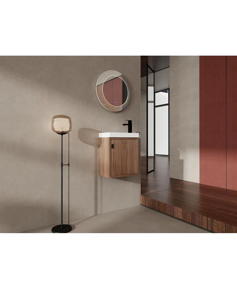 Streamdale 18.5" Wall-Mount Vanity, Resin Sink, Soft Close, Walnut