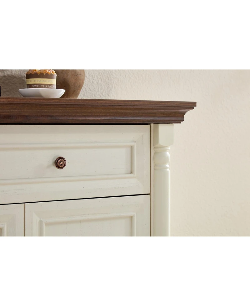 Streamdale Farmhouse Kitchen Storage Cabinet, Roman Column Coffee Bar/Wine Cooler