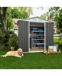 Streamdale Outdoor Storage Sheds 6FTx4FT Apex Roof Grey With Base Frame Garden Shed