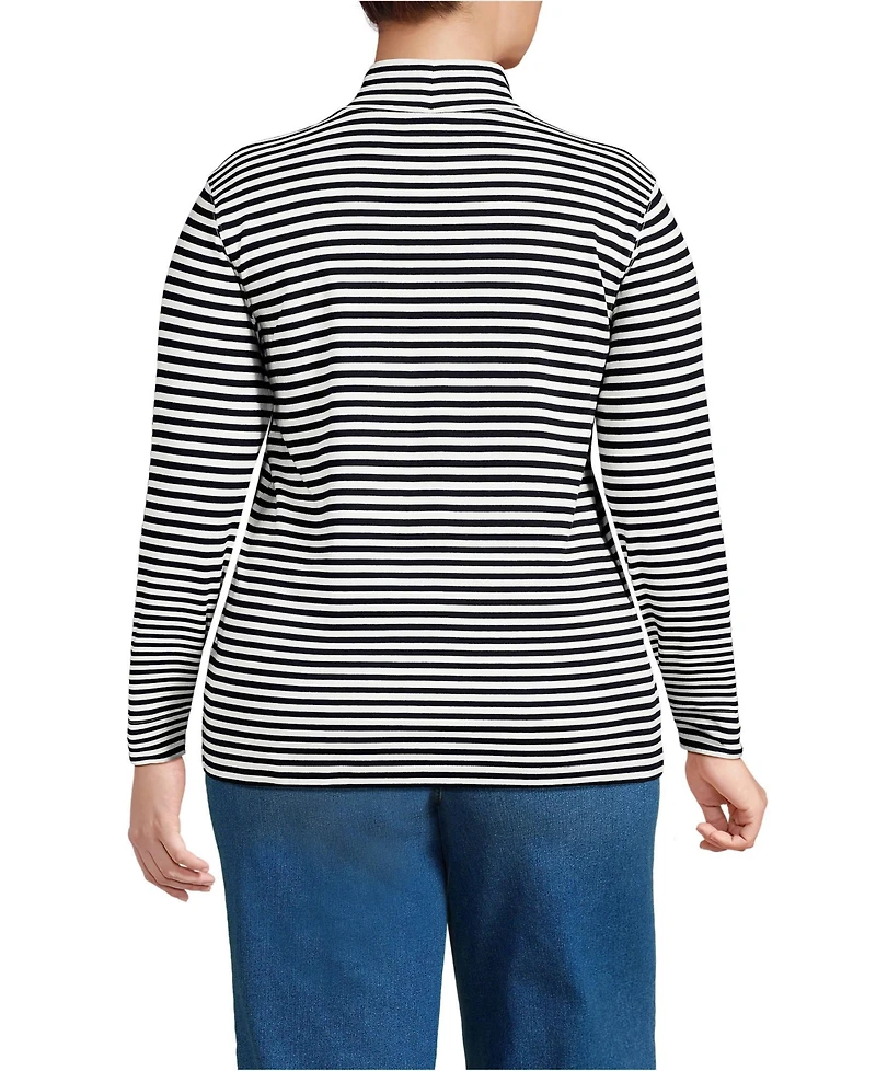 Lands' End Plus Relaxed Cotton Long Sleeve Mock Turtleneck