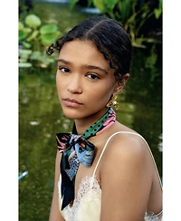 Jessie Zhao New York Silk Skinny Scarf Night Jungle Gathering