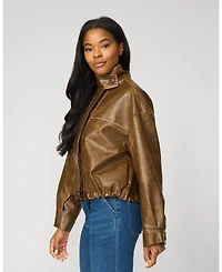Cable & Gauge Women's Unstructured Faux Leather Bomber