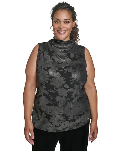 Calvin Klein Plus Novelty Printed Ruched Top