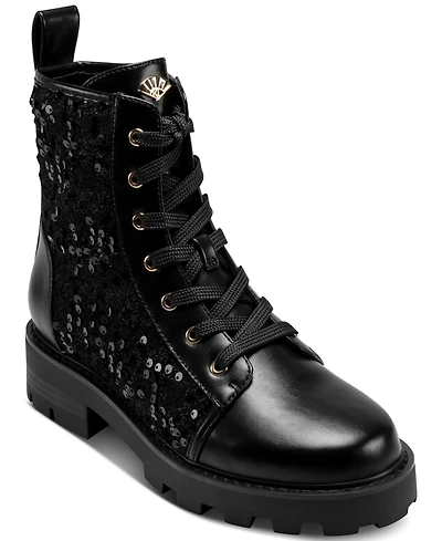 Karl Lagerfeld Paris Women's Marlee Sequin Combat Boots