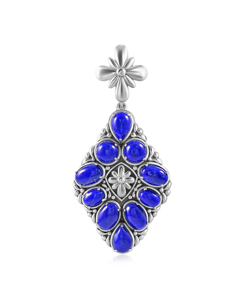 American West Jewelry Sterling Silver Lapis Diamond Shaped Cluster Pendant Enhancer