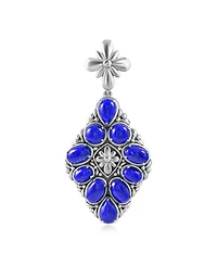 American West Jewelry Sterling Silver Lapis Diamond Shaped Cluster Pendant Enhancer
