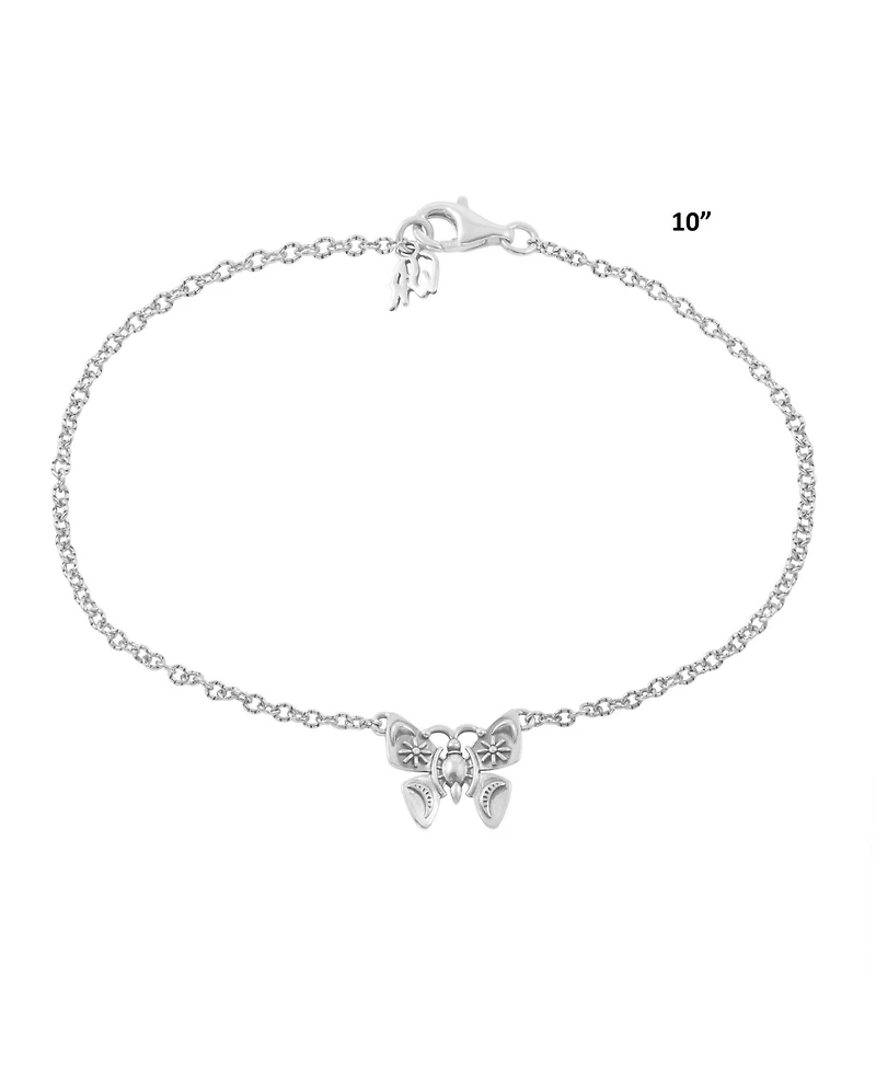 American West Jewelry Sterling Silver Butterfly Anklet, 10 Inches