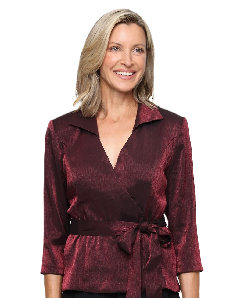 Alex Evenings Women's V-Neck Shimmer Top