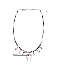 American West Jewelry Sterling Silver Rhodonite Beaded Squash Blossom Necklace, 16 to 19 Inches