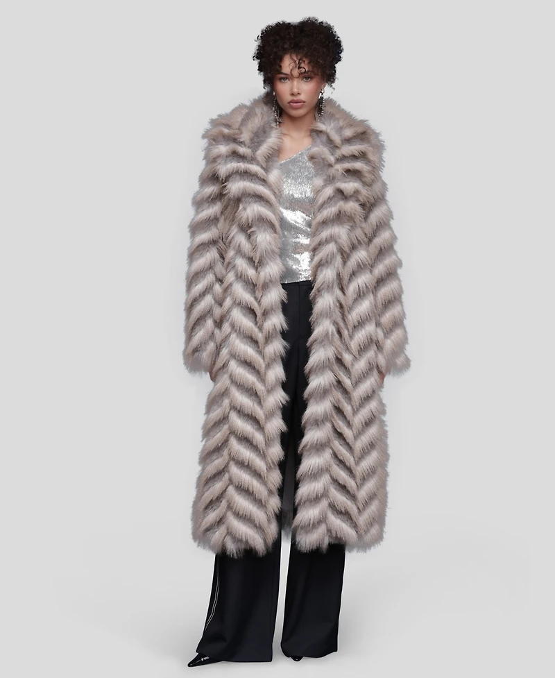 Avec Les Filles Women's Chevron Hook and Eye Coat