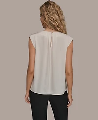 Donna Karan New York Women's Solid Sleeveless Twist Neck Top