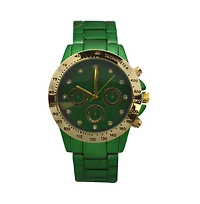 Green Solid Color Metal Three Dial Women Watch