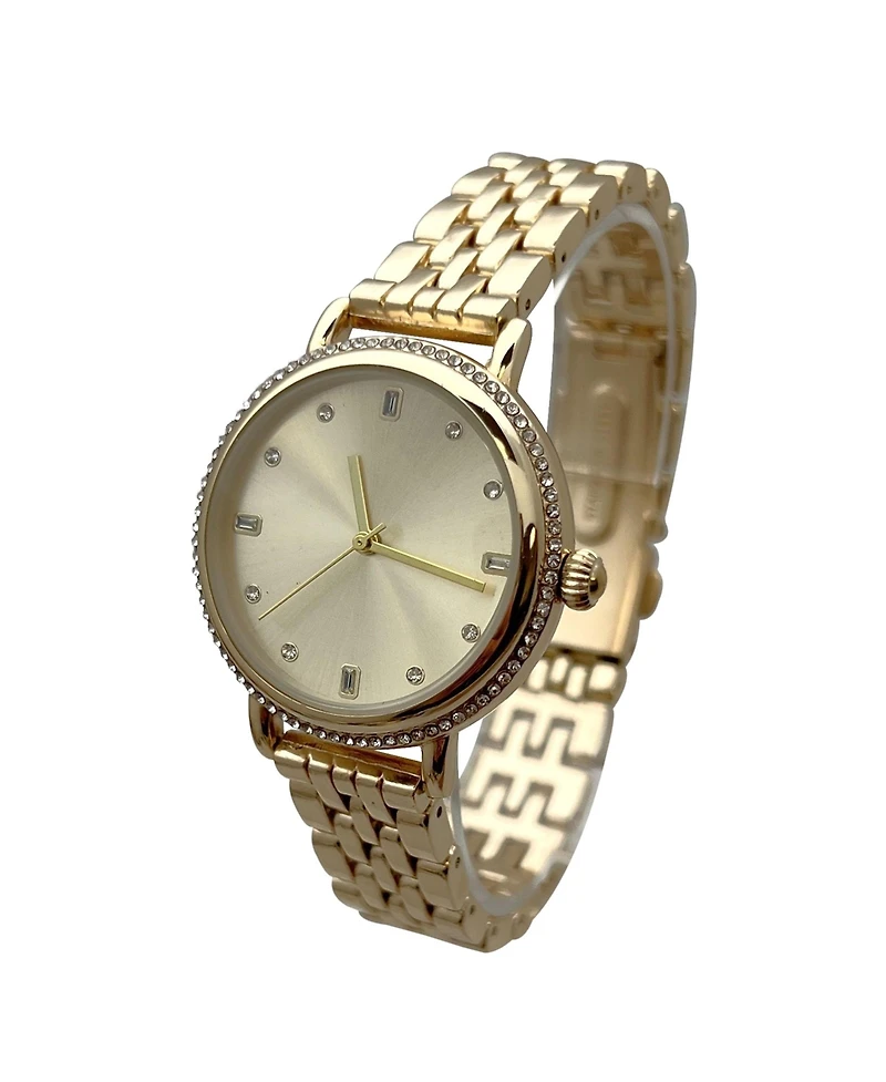 Gold Elegant Everyday Rhinestones Bezel Women Watch