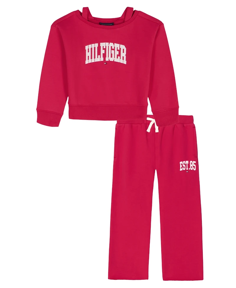 Tommy Hilfiger Girls 4-6X 2-Piece Oversized Sweatshirt and Wide-Leg Pants Set