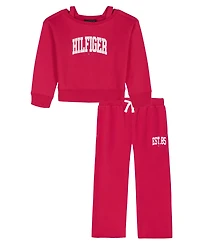 Tommy Hilfiger Girls 4-6X 2-Piece Oversized Sweatshirt and Wide-Leg Pants Set