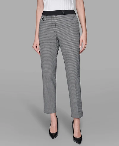 Karl Lagerfeld Paris Women's Checkered Straight Ankle Pants