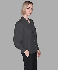 Karl Lagerfeld Paris Women's Long-Sleeve Blouse Top