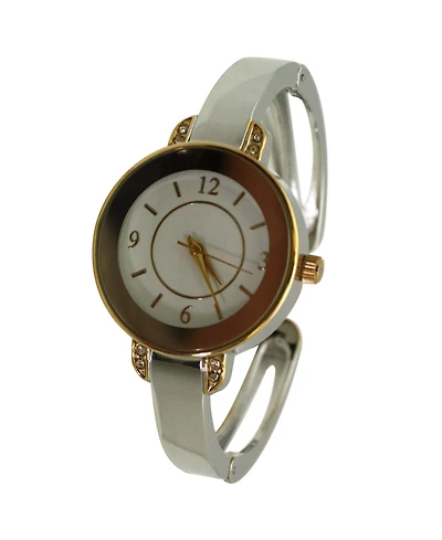 Olivia Pratt Two Tone Metallic Round Face Bangle Women Watch
