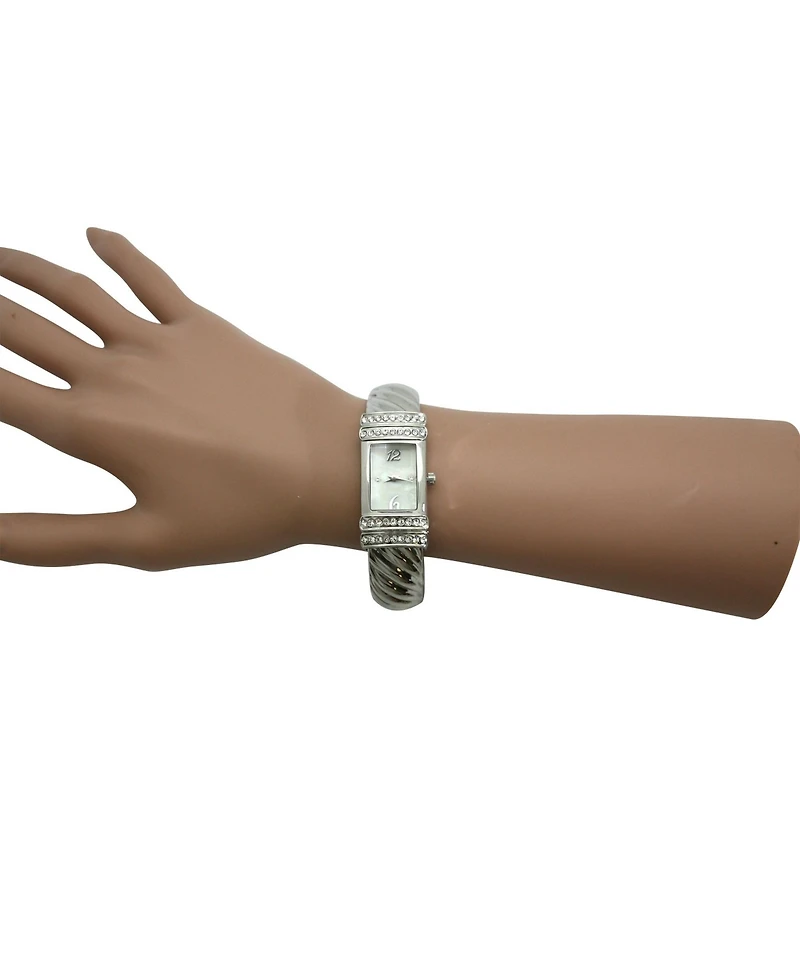 Olivia Pratt Silver Square and Thin Face Bangle Women Watch