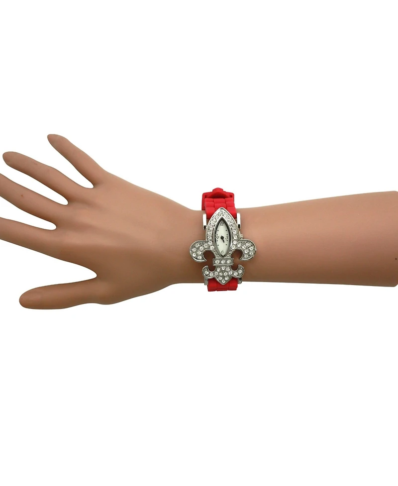 Olivia Pratt Red Rhinestones Silicone Women Watch