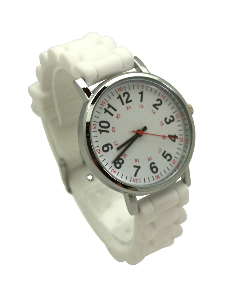Olivia Pratt White Solid Silicone Bold Numbers Women Watch