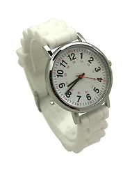Olivia Pratt White Solid Silicone Bold Numbers Women Watch
