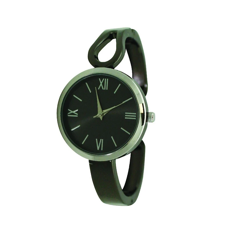 Gunmetal Silver Olivia Pratt Shape Every Day Two Tone Metal Bangle Watch