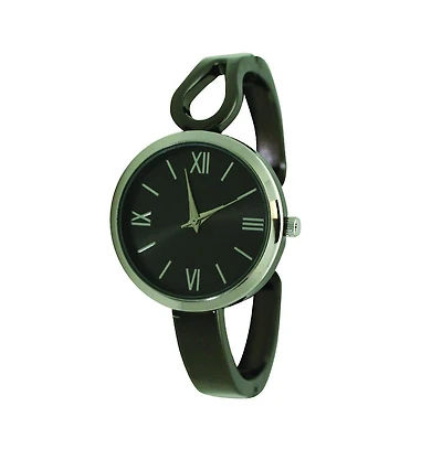 Gunmetal Silver Olivia Pratt Shape Every Day Two Tone Metal Bangle Watch