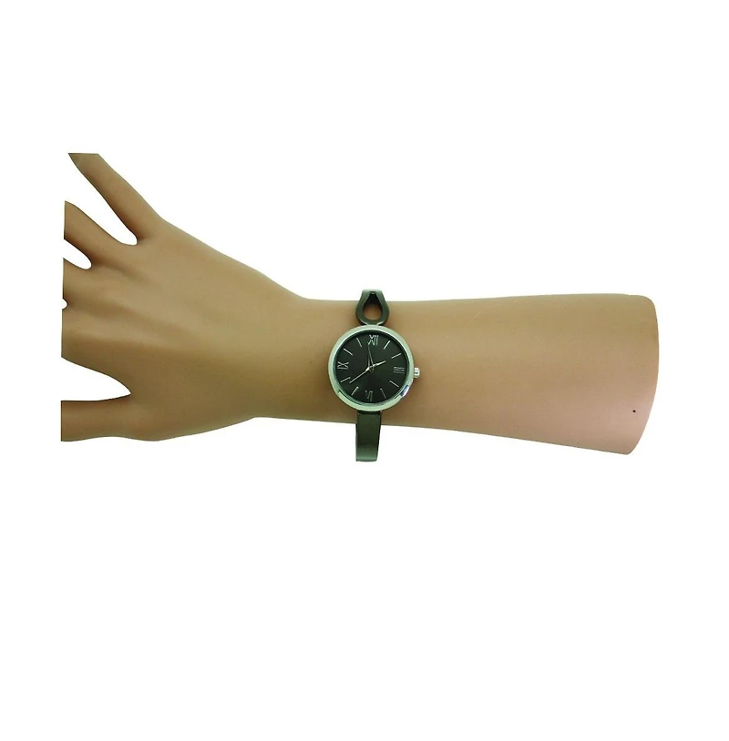 Gunmetal Silver Olivia Pratt Shape Every Day Two Tone Metal Bangle Watch