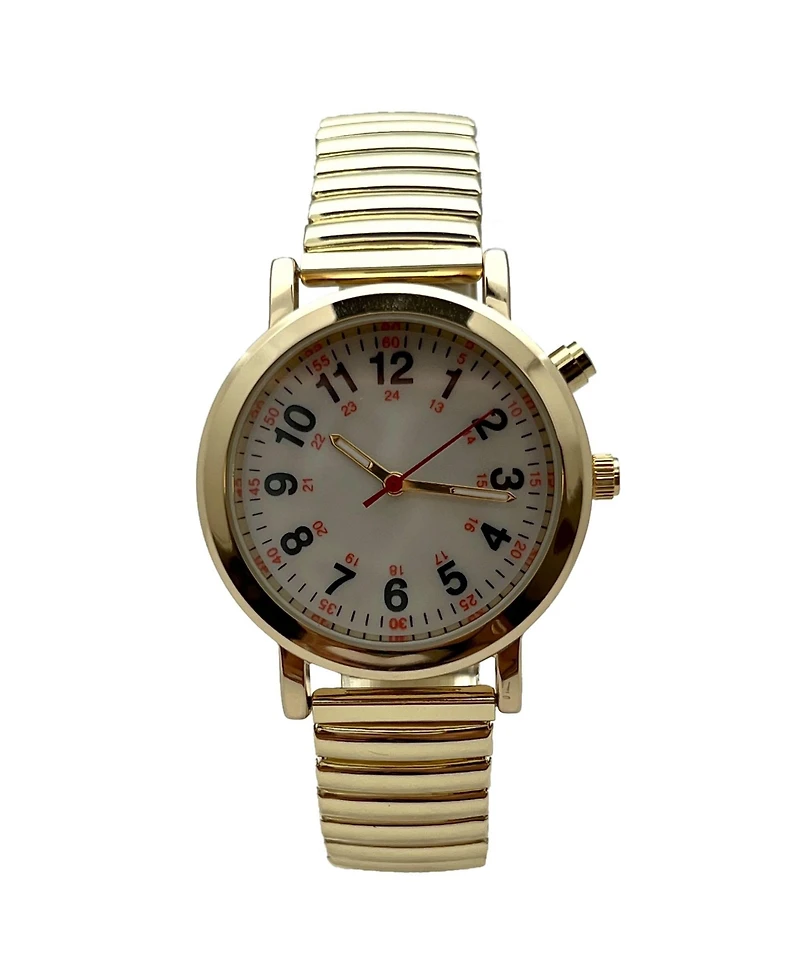 Olivia Pratt Gold Stretch Band Easy Read Nurse Watch with Second Hand Women Watch