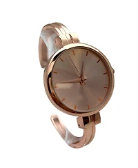 Olivia Pratt Rose Gold Big Face Minimalist Bezel Bangle Women Watch