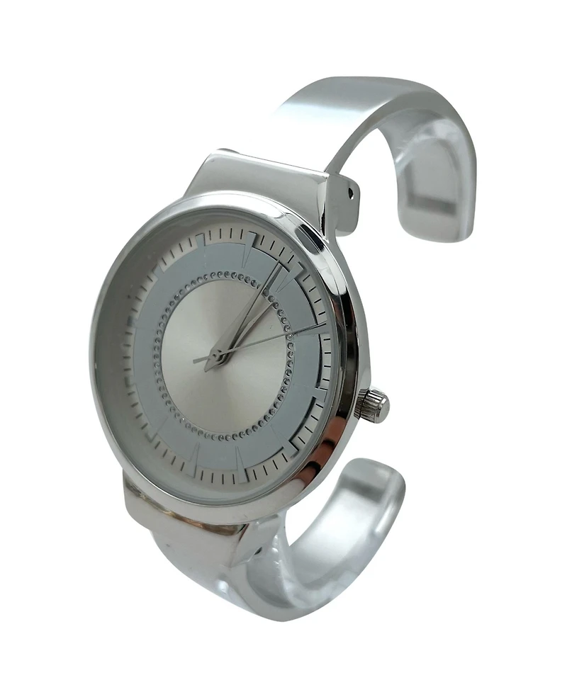 Olivia Pratt Metallic Colors Round Face Bangle Women Watch, Silver