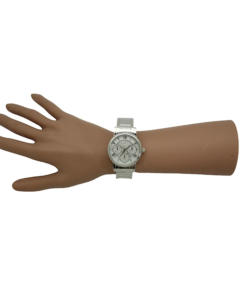 Olivia Pratt Stainless Steel Crystal Detail Bangle Watch - Silver