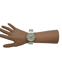 Olivia Pratt Stainless Steel Crystal Detail Bangle Watch - Silver